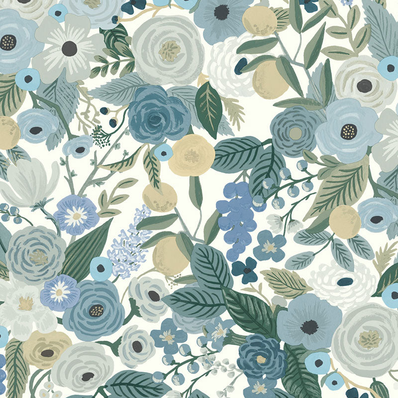 Garden Party Traditional Wallpaper - Indigo Multi, Swatch