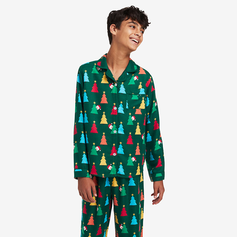 Family Flannel Kid's Button-Down Pajama Set - Peekaboo Santa, 6/7