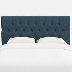 Park Tufted Textured Linen Headboard - Navy, Queen