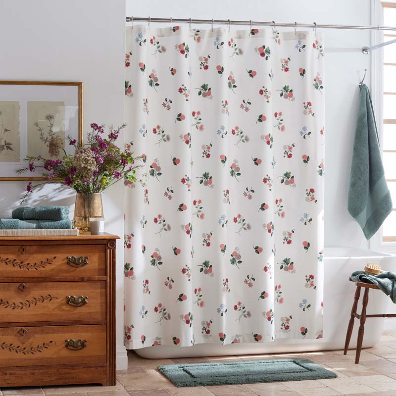 Ditsy Dahlia Classic Cool Cotton Percale Shower Curtain - Cream Multi