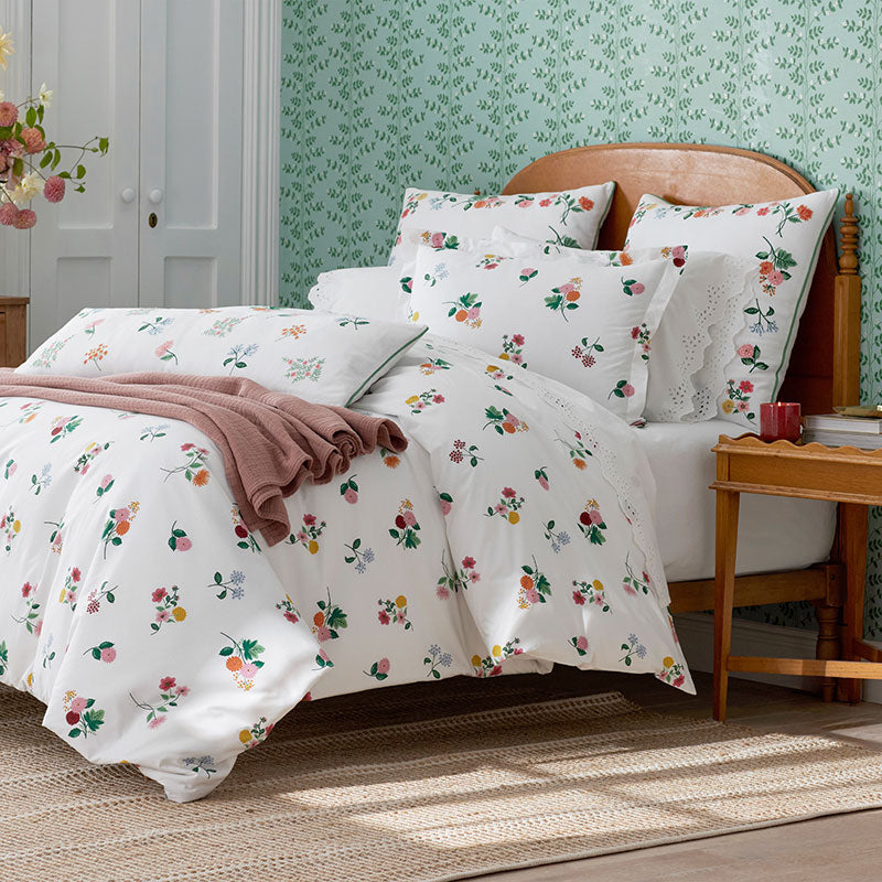Ditsy Dahlia Classic Cool Cotton Percale Comforter - White Multi, Full