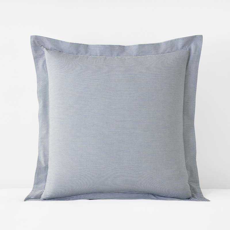 Classic Stripes and Plaids Cool Yarn-Dyed Cotton Percale Sham - Stripe White/Blue, Euro