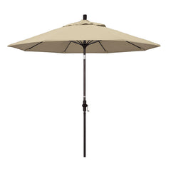 Round Outdoor Patio Umbrella, Fiberglass with Twist Tilt - Bronze Finish, Antique Beige, 9'