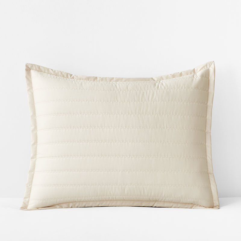 Premium Smooth Wrinkle-Free Sateen Quilted Sham - Ivory, Standard