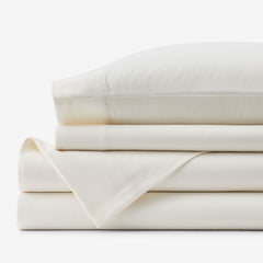 Classic Ultra-Cozy Cotton Velvet Flannel Bed Sheet Set - Ivory, Queen
