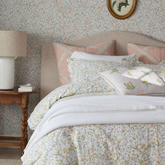 Clemencia Classic Cool Cotton Percale Sham - Mini Floral Peach Blossom, Euro