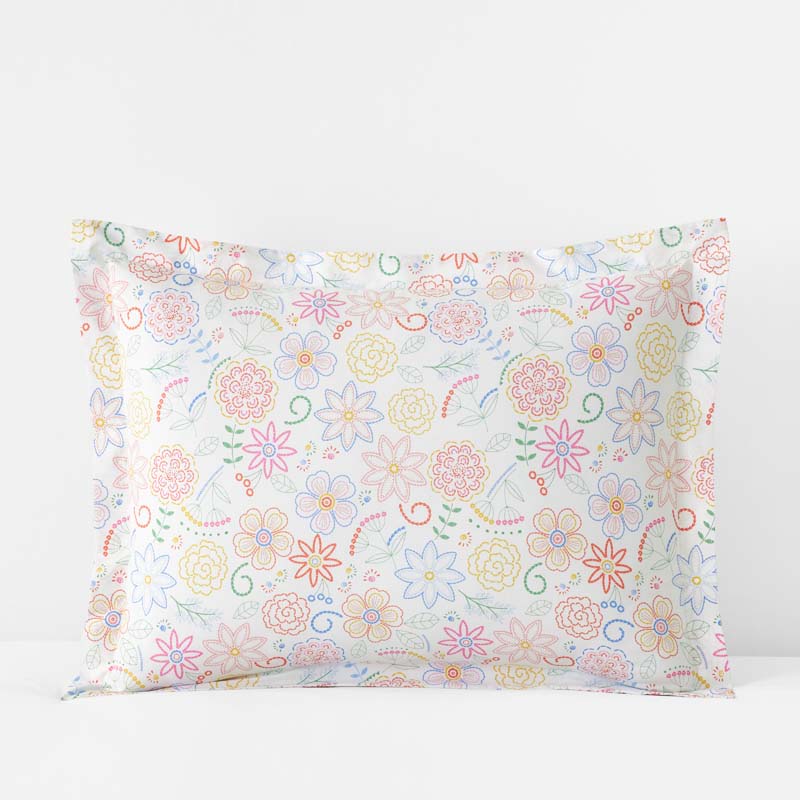 Floral Dream Classic Cool Organic Cotton Percale Sham - White Multi, Standard