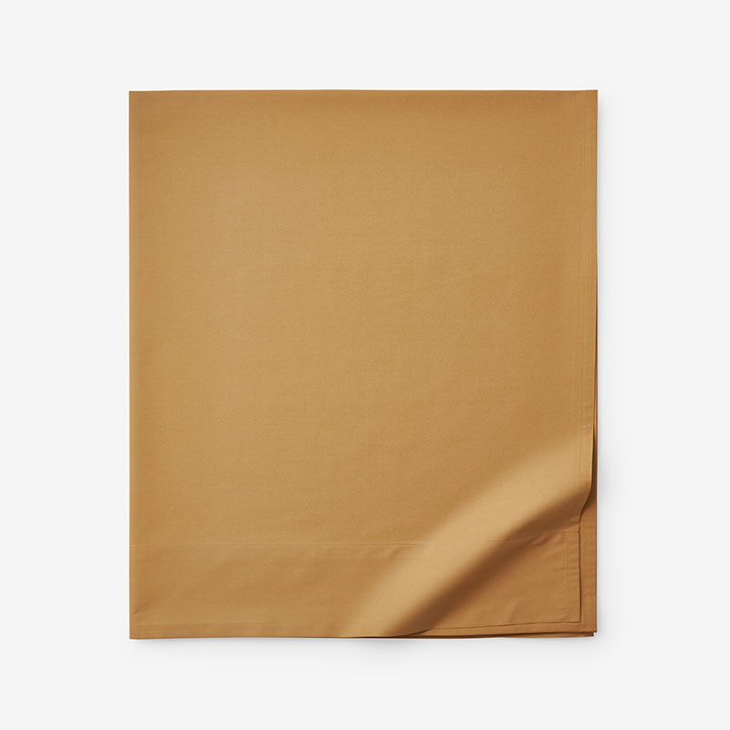 Classic Cool Cotton Percale Deep Pocket Flat Bed Sheet - Amber, Queen