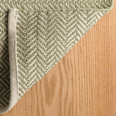 Herringbone Handwoven Cotton Rug - Sage, 2' 6" x 8' Runner