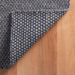 Honeycomb Handwoven Wool Rug - Indigo, 8' Runner