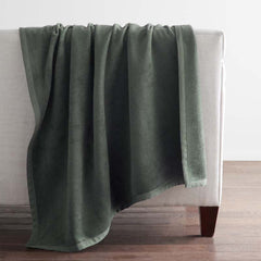 Cotton/Acrylic Fleece Throw - Olive