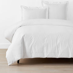 Embroidered Scallop Classic Cool Cotton Percale Duvet Cover - White, King/Cal King