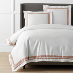 Double Border Premium Smooth Supima® Cotton Wrinkle-Free Sateen Duvet Cover - Rose, King/Cal. King