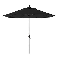 Round Outdoor Patio Umbrella, Fiberglass with Twist Tilt - Black Finish, Black, 9'