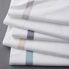 Contrast Border Premium Cool Supima® Cotton Percale Bed Sheet Set - White, Full