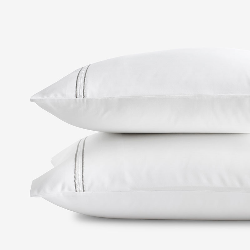 Dorset Stripe Luxe Smooth Egyptian Cotton Sateen Pillowcase Set - Gray, King