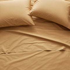 Classic Cool Cotton Percale Deep Pocket Flat Bed Sheet - Amber, King