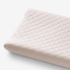 Ditsy Gingham Classic Cool Organic Cotton Percale Quilted Changing Pad Cover - Pink