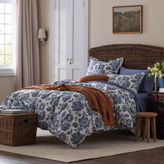 Floral Indigo Garden Classic Cool Cotton Percale Comforter - Blue, Full