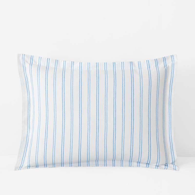 Blossoms and Stripes Classic Cool Cotton Percale Sham - Squiggle Stripe, King