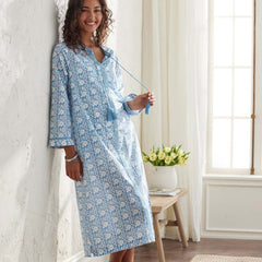 Printed Voile Women's Caftan - Floral Weave, XL