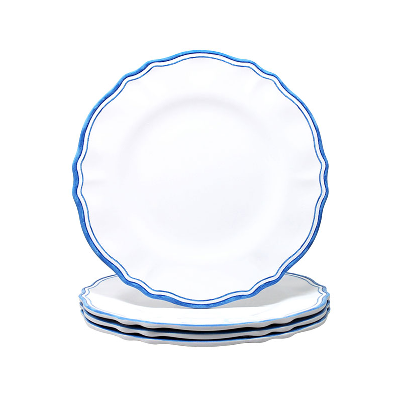 Maison Melamine Salad Plates, Set of 4 - White/Blue