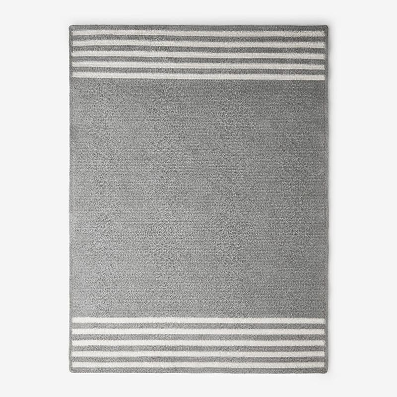 Chenille Border Stripe Handwoven Reversible Rug - Gray, 5' x 7'