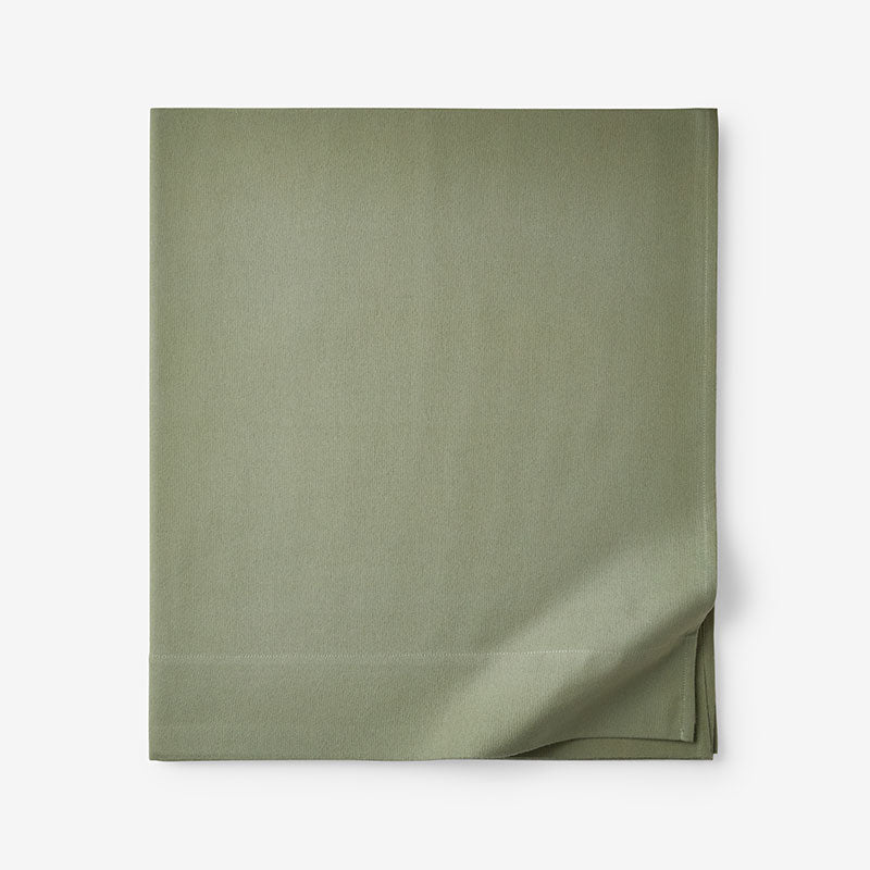 Classic Ultra-Cozy Cotton Velvet Flannel Flat Bed Sheet - Willow Green, Queen