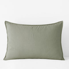 Premium Breathable Washed Linen Solid Sham - Moss Green, Standard