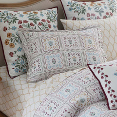 Lottie Classic Cool Cotton Percale Flat Bed Sheet - Ivory Multi, King/Cal. King
