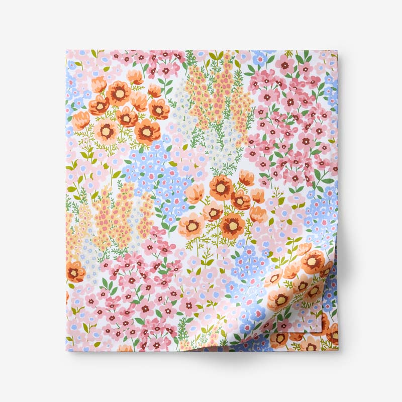 Garden Jubilee Classic Cool Cotton Percale Flat Bed Sheet - Multi, King/Cal. King