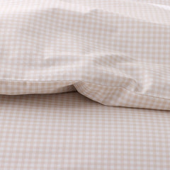 Ditsy Gingham Classic Cool Organic Cotton Percale Bed Sheet Set - Pink, Full