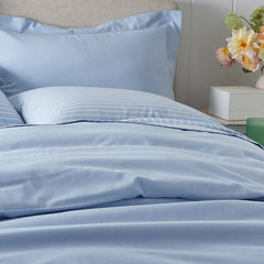 Classic Oxford Yarn-Dyed Solid Duvet Cover - Blue, King/Cal King