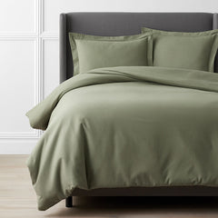 Classic Ultra-Cozy Cotton Velvet Flannel Solid Duvet Cover - Willow Green, Twin/Twin XL