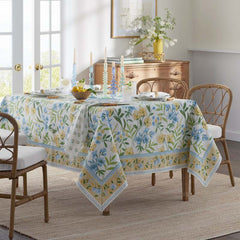 Garden Floral Cotton Tablecloth - Gardenia Mist, 70 in. x 108 in.