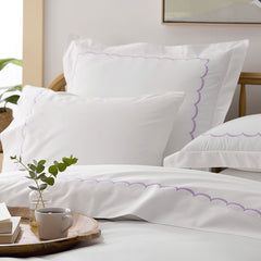 Scallop Embroidered Premium Cool Egyptian Percale Duvet Cover - Lavender, Twin/Twin XL