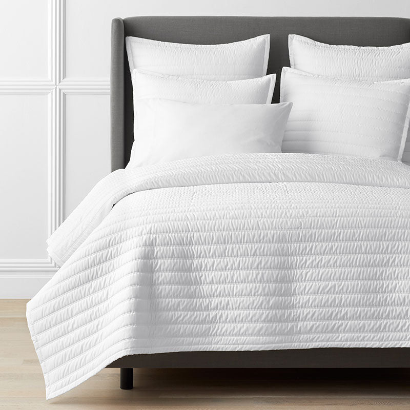 Premium Smooth Wrinkle-Free Sateen Quilted Coverlet - White, Full