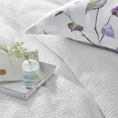 Premium Smooth Cotton Sateen Solid Quilt - White, King/Cal King