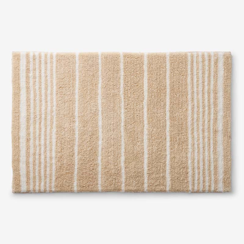 Plush Spa Stripe Bath Rug - Dark Antique Beige, 21 in. x 34 in.