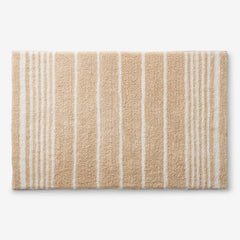 Plush Spa Stripe Bath Rug - Dark Antique Beige, 24 in. x 40 in.