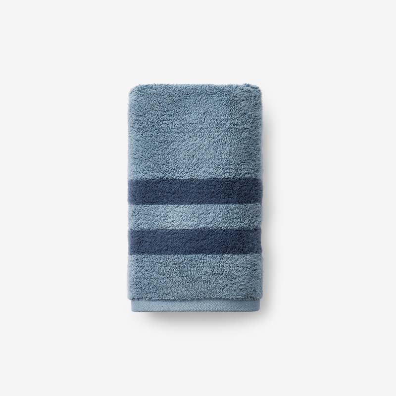 Mirage Aegean Cotton Reversible Stripe Hand Towel - Smoky Blue