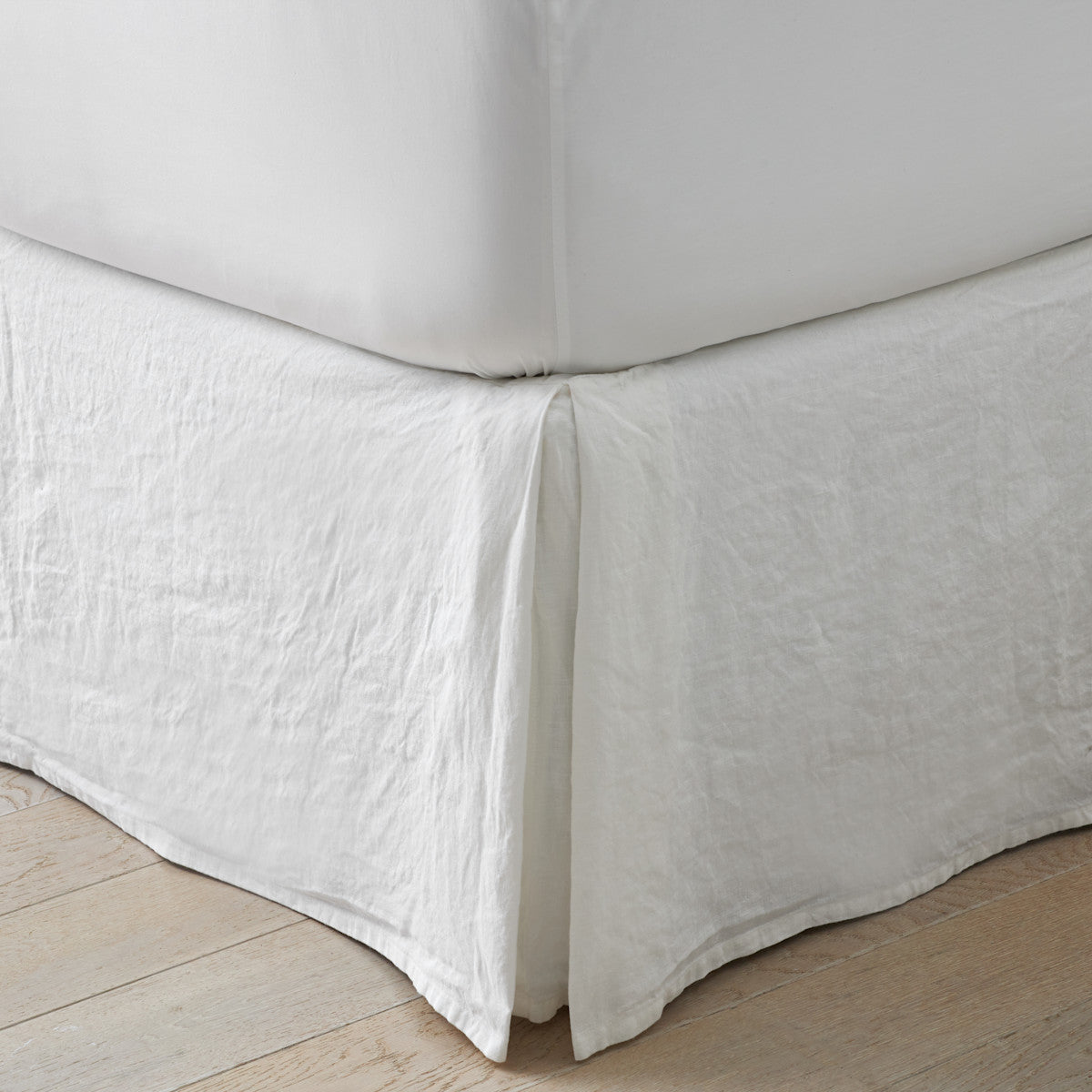 Premium Breathable Washed Linen Solid Bed Skirt - White, Queen