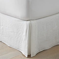 Premium Breathable Washed Linen Solid Bed Skirt - White, Full