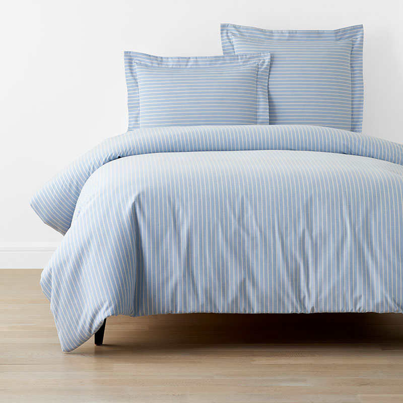 Classic Oxford Yarn-Dyed Stripe Duvet Cover - Blue/Beige, King/Cal King