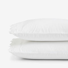 Eyelet Classic Cool Cotton Percale Solid Pillowcase Set - White, King