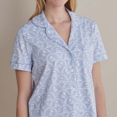 Printed Peruvian Cotton Women's Shorts Set - Bergen Blue, XXL
