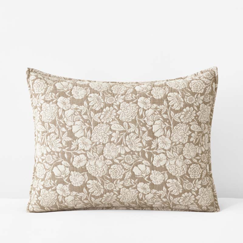 Kyla Floral Quilted Sham - Beige, Standard