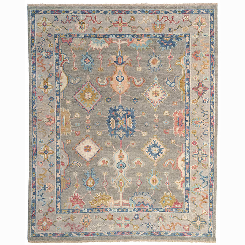 Hand Knotted Traditional Wool Rug -  Pewter Blue, 5' x 8'