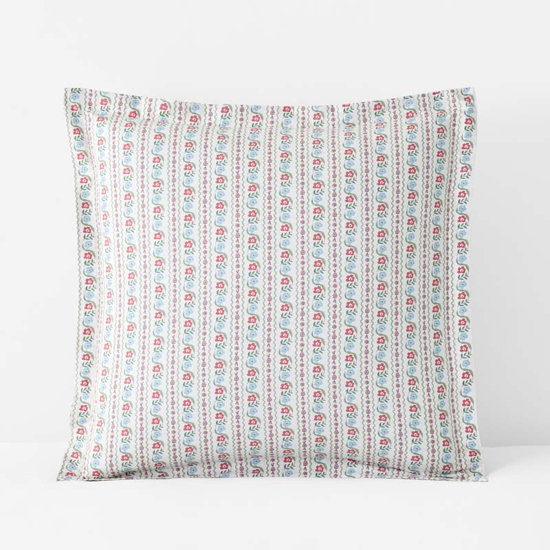 Delphine Classic Cool Cotton Percale Sham - Ivory Multi, Euro