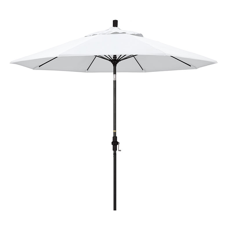 Round Outdoor Patio Umbrella, Fiberglass with Twist Tilt - Black Finish, Natural, 9'
